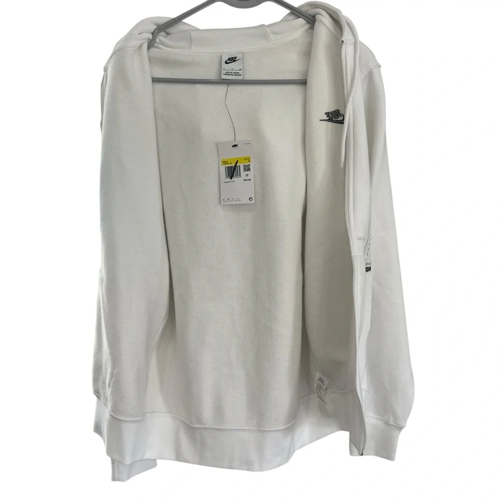 NWT Nike Sportswear Club White Full-Zip Hoodie Sweatshirt